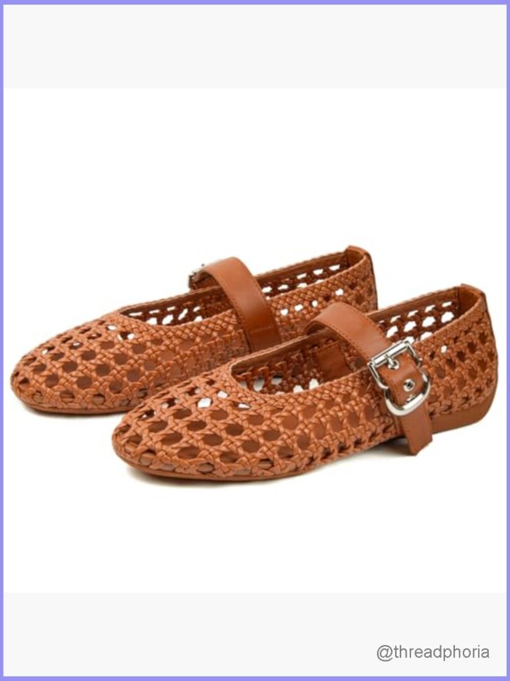 Woven Mesh Mary Jane Ballet Flats Round Toe Buckle Strap Comfortable Flats Women - Picture 3 of 7